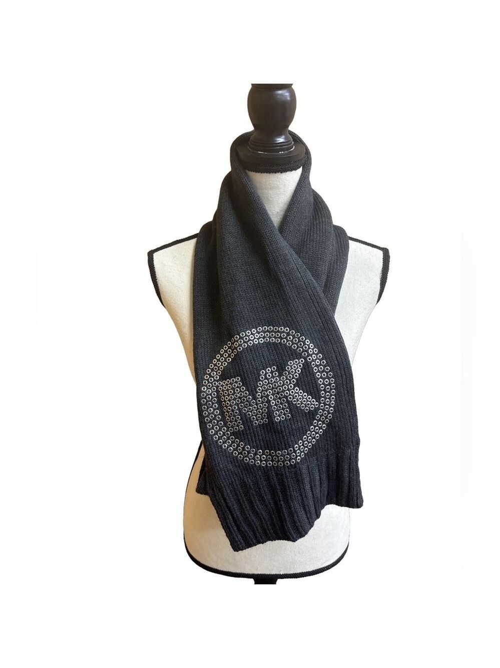NWOT Dark Gray & Silver Studded Michael Kors Knit Scarf